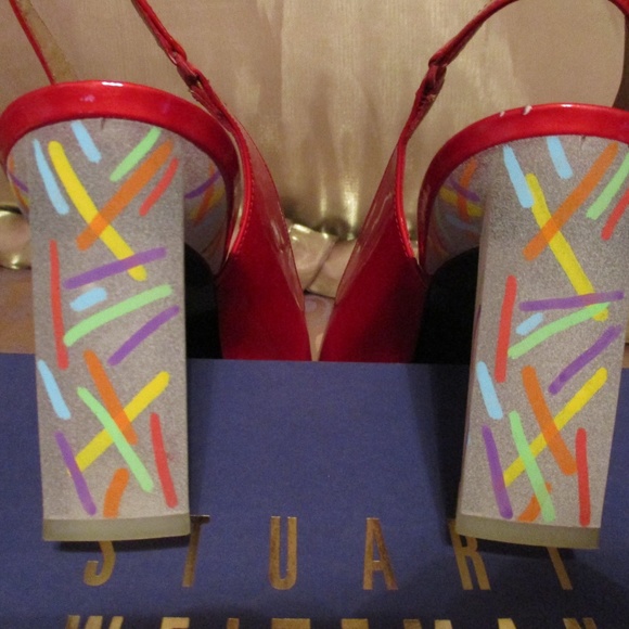 STUART WEITZMAN RED PATENT LEATHER SLING. (NWT) - Picture 4 of 15